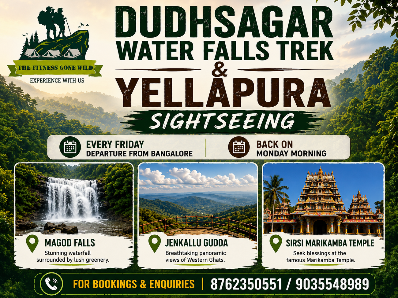 DUDHSAGAR WATERFALLS TREK & YELLAPURA SIGHTSEEING poster